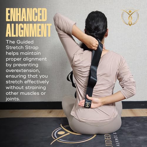Stretching Strap with Loops and Padded Foot Cradle, Non-Elastic Yoga Strap for Physical Therapy, Hamstring, Calf, Leg and Shoulder Flexibility, Velcro-Free
