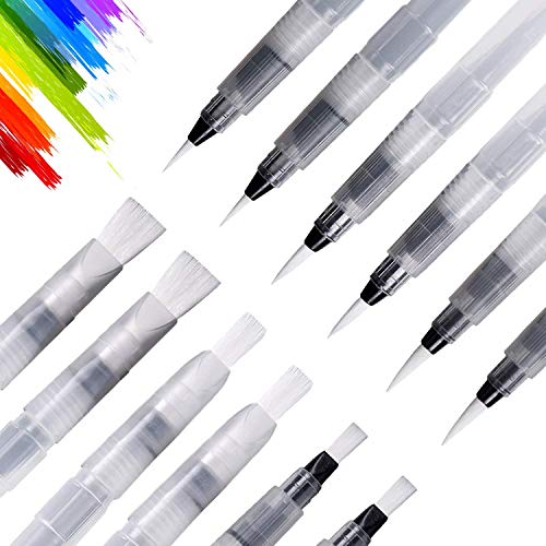UPINS 18 Piece Water Color Brush Pen Set for Watercolor Paint Markers | Splatter-Free Shape-Retaining Nylon Tips, Artists and Hobbyists,Self-Moistening Controlled Flow,6 Assorted Varied Tip Pens - style: Style-18