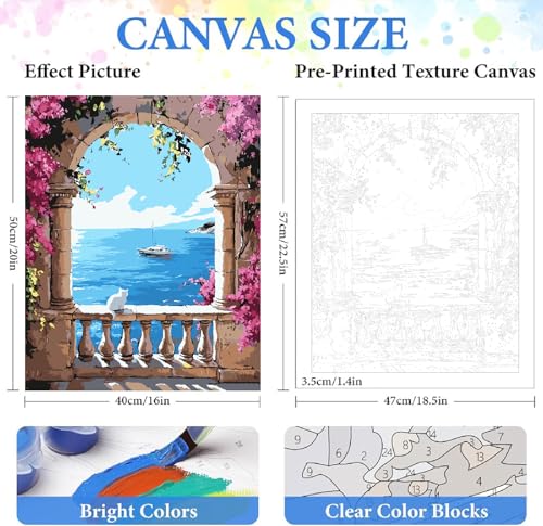 ZRIZQ Landscape Paint by Numbers Kits for Adults Beginner,Scenery,16x20 | Full set with wooden brushes,rolled canvas,rich paints.Calming activity.Beginner friendly.Just open and paint. - color: 16"X20"Rolled Canvas(Frameless)-Landscape 14