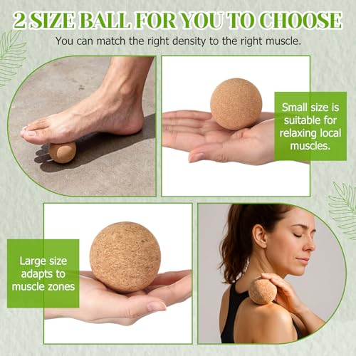 4 Pack Cork Massage Ball, L, Massage Stick Set
