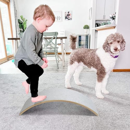 Gentle Monster Wobble Balance Board, Wooden Montessori Toy Rocker Board Natural Wood Kids Toddler Open Ended Learning Toy Yoga Curvy Board for Adult Office Classroom Christmas Gifts - color: Astronaut Blue