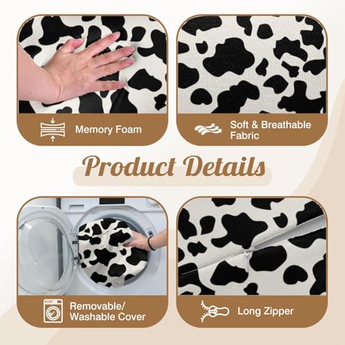 Knee Pillow for Back Sleeping – Half Moon Bolster Pillow for Under Knee While Sleeping Support, Leg & Back Pain Relief (21.5x9x5 Inches) - color: Cow