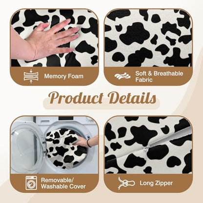 Knee Pillow for Back Sleeping – Half Moon Bolster Pillow for Under Knee While Sleeping Support, Leg & Back Pain Relief (21.5x9x5 Inches) - color: Cow