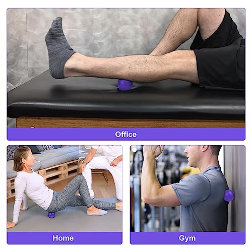 URAQT Spiky Massage Ball Set, 2 Pack Physical Therapy Massage Balls, Hard Lacrosse Ball & Spiky Massage Ball for Myofascial Release and Trigger Point Deep Tissue Massage (Purple) - color: 2pcs-purple