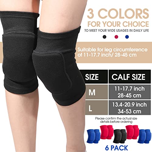 Lenwen 12 Pairs Volleyball Knee Pads Soft Breathable, Medium, Black - color: Black, size: Medium