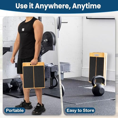StrongTek Wooden Slant Board, 13-Inch Wide, 5 Adjustable Angles 15°-35° | Non-Slip Surface and Base, Beginner-Friendly Stretching, Squats, Physical Therapy and Rehab, Built-In Carry Handle
