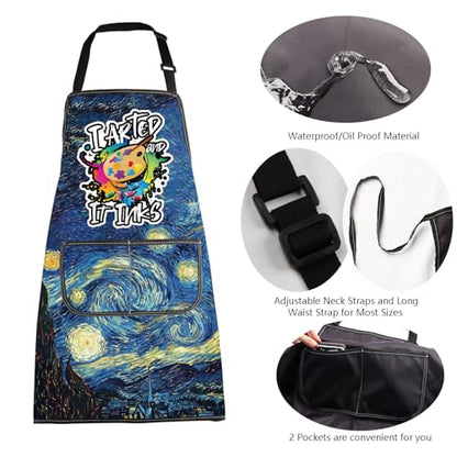 MBMSO Painting Artist Apron with Pockets Artist Painter Gifts Art Lover Gift for Art Teacher Student Painter Apron Waterproof - color: Night Apron-b