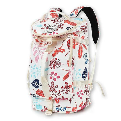 Kalesi Gym Duffle Bag Backpack 4-Way Waterproof with Shoes Compartment for travel Sport Hiking laptop - color: Floral-sea Salt White
