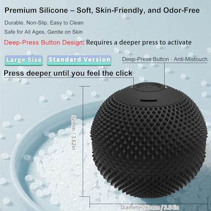 Vibrating Massage Ball with Heat, 7 Modes, Memory, Myofascial Release, Deep Tissue Muscle Recovery Ball for Trigger Point Massage - Foot, Neck, Leg, Back & Hip Flexor Release Tool (Black) - color: Black