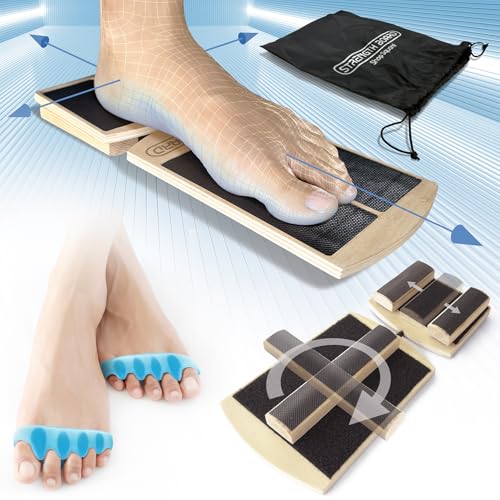 Ankle Balance Board for Ankle Mobility, Single Leg Balance Board, Foot Strengthener, Trainer for Plantar Fasciitis, Sprains, Posture Correction - Toe Spacers & Travel Bag Included