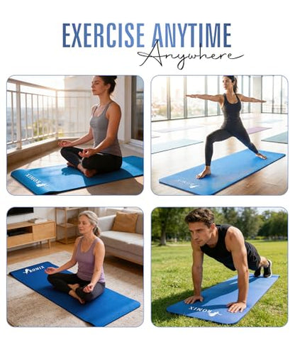 ROMIX Yoga Mat Thick 10Mm, Non-Slip Exercise Mat, 72 X 24 In, NBR - color: Blue
