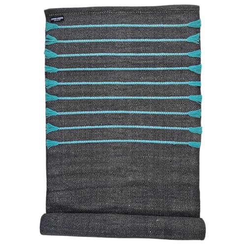 Indian Handmade100 % Organic Anti Skid Multi Colour Cotton Yoga Mat - Eco-Friendly Hand-Woven Rug - Non-Slip & Thick (24”x72”x5mm) for Hot yoga & Everyday Fitness at Home - Comfortable & Foldable Extra-Long Mat - color: Multi 18