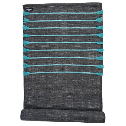 Indian Handmade100 % Organic Anti Skid Multi Colour Cotton Yoga Mat - Eco-Friendly Hand-Woven Rug - Non-Slip & Thick (24”x72”x5mm) for Hot yoga & Everyday Fitness at Home - Comfortable & Foldable Extra-Long Mat - color: Multi 18