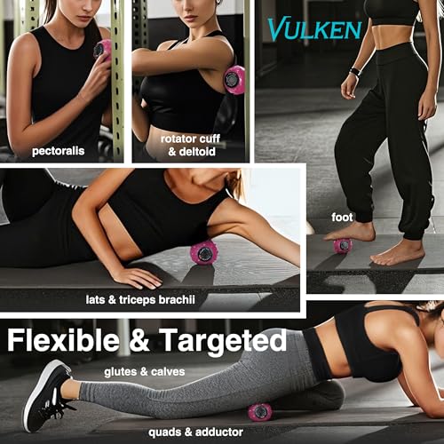 Vulken 4 Speed High Intensity Vibrating Massage Ball with USB Charging for Muscle and Deep Tissue, Plantar Fasciitis Pain Relief, Myofascial Release and Trigger Point Treatment for Back - color: Pink (Usb Charging)