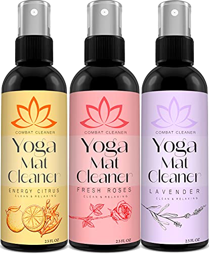 Combat Cleaner Yoga Mat Cleaner Spray Kit with Microfiber Towel, 3Pack
