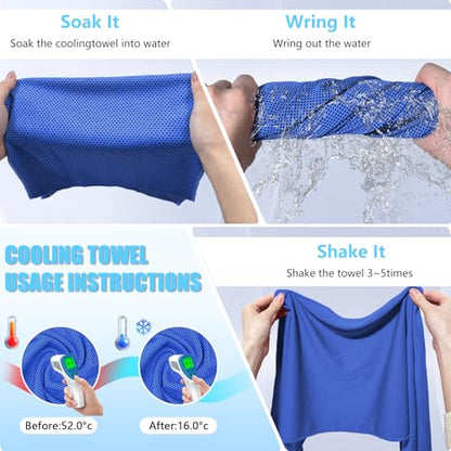 4 Pack Cooling Towels, Soft Breathable Cooling Towels for Neck and Face | Microfiber, Gym, Men, Women, Waterproof Bag, Carabiner, Yoga, Golf, Hiking, Running, athletes, gift, ight Blue, Royal Blue - color: Light Blue/Royal Blue/Purple/Grey
