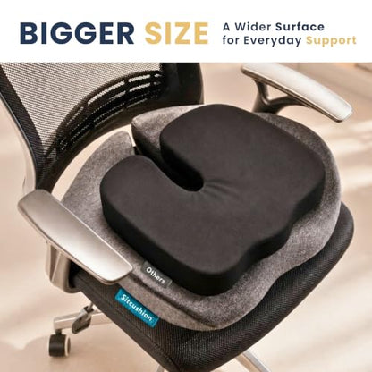 Pressure Relief Seat Cushion for Tailbone Pain, Sciatica & Coccyx Pillow - color: Black & Dark Gray