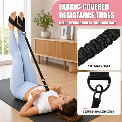 Pedal Resistance Band with Handle, 3 Tubes, 30-90 lb - color: Black