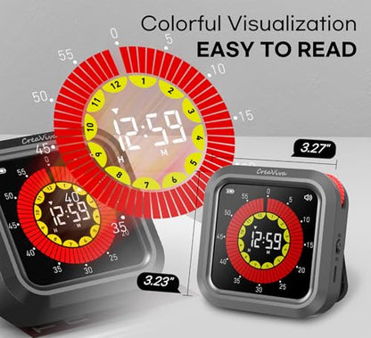 Visual Digital Timer, Large Color Display & Rechargeable, Magnetic Back & Silent Mode, 12 Hours Countdown/Up Stopwatch Timer for ADHD, Kids, Classroom, Kitchen, Work Productivity (Gray) - color: Space Gray
