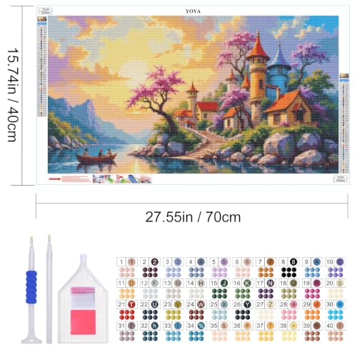 YOYA Large Diamond Art Kits for Adults, Sunset 5D Large Diamond Painting | Full Drill Diamond Art Landscape, Round Drill, HD Canvas, Fun and Relaxing, Gem Art, Home Wall Decor, Gifts, 27.5x15.7 Inch - color: Sunset Landscape 501