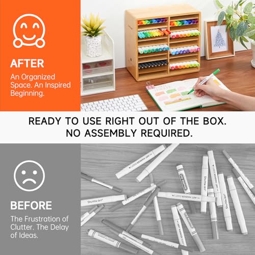 Shuttle Art Marker Organizer, Hold 176 Art Markers, Brush Pens, Pencil Large Holder with 22 Compartments for Home, Classroom, Office Desktop Stationary Storage