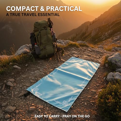 Portable Islamic Pocket Prayer Mat, Waterproof & Lightweight Thin Travel Sajjadah, Foldable Compact Small Muslim Praying Rug with Elastic Band, Essential Salah Gift Accessory - color: Nomad Turquoise