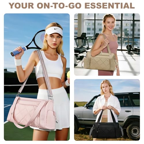 SYTRAH Gym Bag for Women, Duffle Sport Purse for Travel & Dance Pink - color: Pink(No shoe compartment)