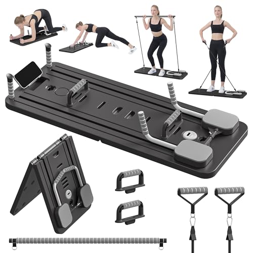 JANUA Pilates Board - Pilates Reformer Set, Multi-Purpose Foldable Pilates Reformer Board for Home, 5 in 1 Pilates Sliding Board - color: Black