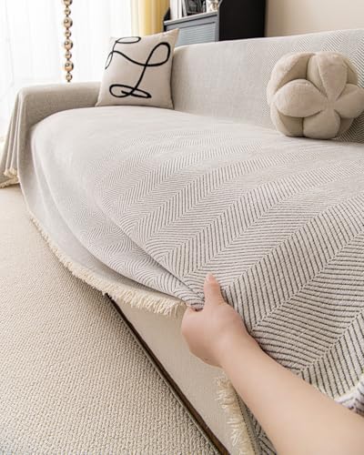 Erke Loveseat Cover Sheet Blanket, Machine Washable Non Slip Chenille Cushion Slipcover for Pets, 2-Seater Love Seat Sofa Bed Chair Slip Covers Furniture Protector (Off White, 71" x 102") - color: Off White, size: 71" x 102"