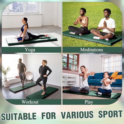 Lyrow 2 Inch Thick Yoga Mat 72x24 with Carry Strap Foam - color: Dark Green