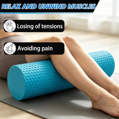 Foam Roller for Exercise, Pilates, Back Physical Therapy, 18" X 6" Round - color: Light Blue