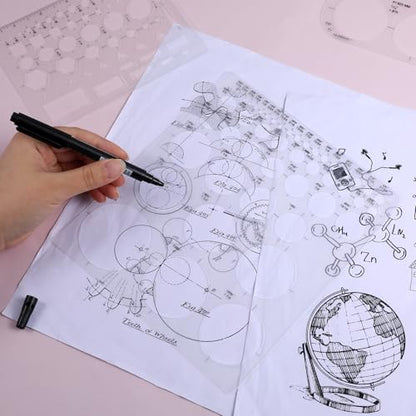 3 Pcs Circle Stencils for Drawing Geometric Drawings Templates Circle Shape Guide Stencil Measuring for Office School Building Formwork Drawings Template Multi-Size Reusable Drafting Tools