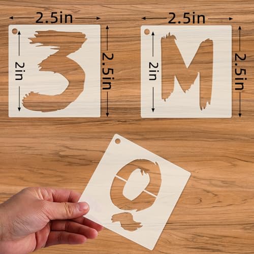 36Pcs Letter Stencils, Reusable Numbers & Alphabet Stencils, 2 inch,Cursive | Reusable, Numbers & Alphabet, For Painting on Wood, Wall, Fabric, Rock, Chalkboard, Signage, Spray Painting Compatible - size: 2 IN