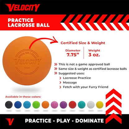 Velocity Lacrosse Balls - 9가지 색상 선택 가능, 1, 2, 3, 6, 18, 60, 120 (케이스) 팩 - color: 주황색., size: 1 Ball, style: 연습용 공