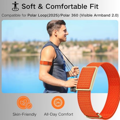 Bicep Bands Compatible for Polar Loop (2025) / Visible Armband 2.0 Straps - color: Orange