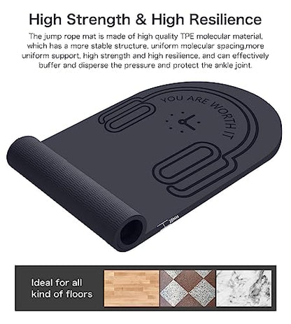 8/20/30mm Jump Rope Mat Fitness Exercise Mat Durable, Non-Slip, Workout Mats with Jump Rope & Carrying Bag for Home Gym Flooring (55"x 24") - color: Gray-20mm