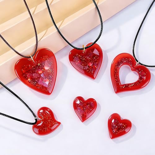 4PCSValentine's Day Heart Jewelry Silicone Mold Making Kit Ornament Silicone Mold for Casting Earring Epoxy UV Resin Keychain Cement Molds Hearts Chocolate Molds for Concrete Soap Keychain Craft Gummy