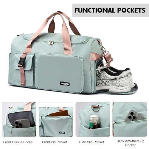 Eslcorri 42L Gym & Travel Duffel Backpack with Shoe & Wet Compartment, Blue - color: 42L-Blue