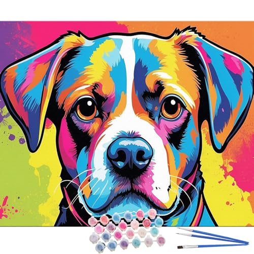 TOCARE Boxer Paint by Numbers Kit for Adults Beginner, Dog Paint by Number Canvas Kit, Acrylic Adults' Paint-by-Number Kits for Dogs Lovers 16x20inch (Without Framed) - color: TC-OPC-362