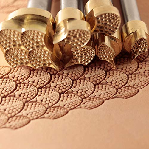 DandS ltd Leather Stamp Tool Kit, Dragon Scale, Professional Steel Craft Tool for Leatherworking, Embossing, Carving & Stamping Leather Projects, Belts & DIY Projects Compatible with Mallet #392KIT - color: Dragon Scale Kit