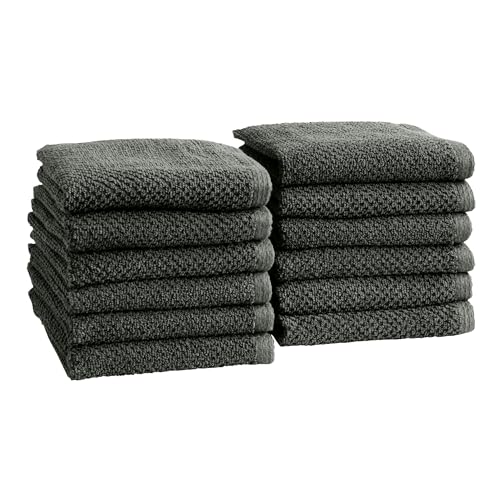 Great Bay Home 100% Cotton 12-Pack 13x13 Wash Cloth - Absorbent, Quick-Drying, Durable Face Towels for Bathroom Decor - Low-Twist, Two-Ply Fibers (Midnight) - color: 09 Midnight, size: Washcloth (Pack of 12)