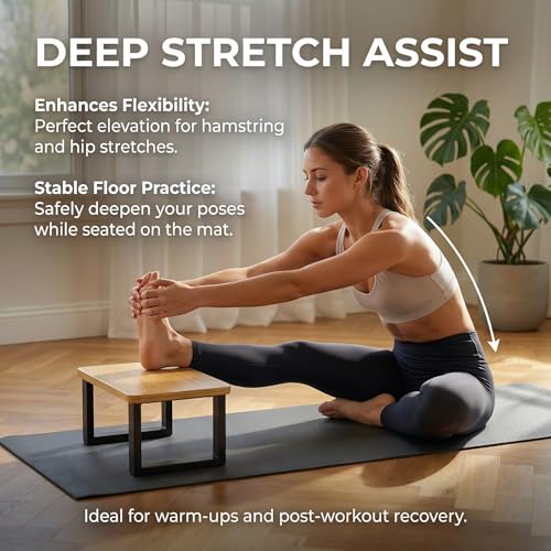 Bamboo Meditation Footrest & Seiza Kneeling Aid – 7" Yoga Support Platform for Leg Relief & Deep Stretching – Ergonomic Zen Prop