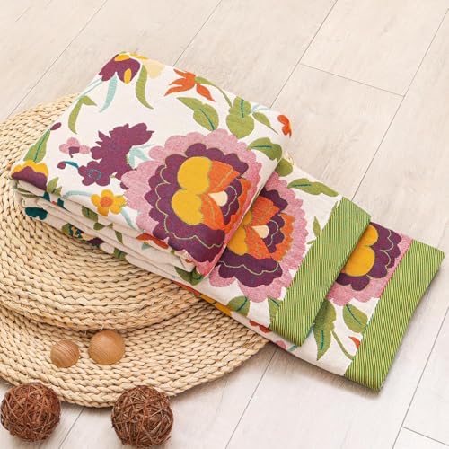 Flower and Bird Boho Throw Blanket for Bed Couch 50"×60" - color: Boho Flower-c, size: 50"x60"