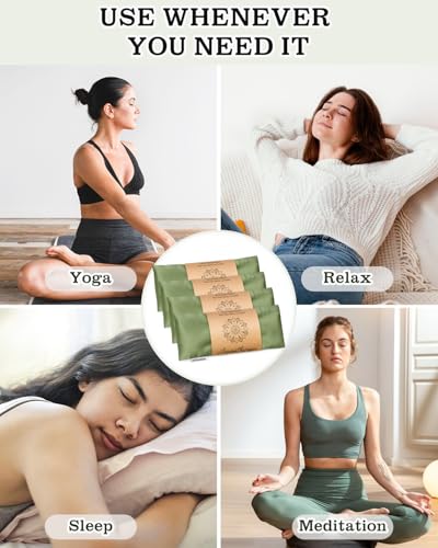 Hihealer Lavender Eye Pillow for Sleeping, Weighted Eye Mask for Spa, Yoga - color: Green 4 Pack
