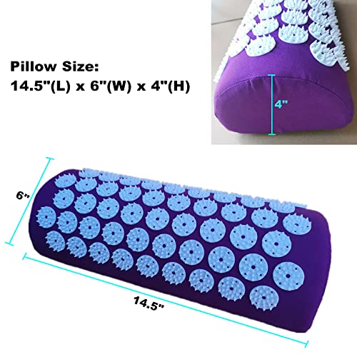 Acupressure Pillow Acupuncture Massager for Massage Neck Back Head Pain Relief, Relieves Muscle Stress Relaxation, Purple - color: Purple