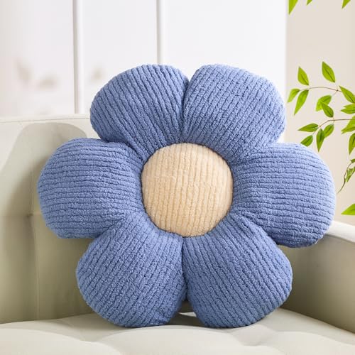 XIAIJIA Flower Pillow,Daisy Throw Pillows, Flower Cushion, Blue, 19.6 Inch | Decorative pillows, cute flower shaped pillow, flower pillows for bed, floral cushions, decor for bedroom, couch, sofa - color: Blue, size: 19.6 Inch