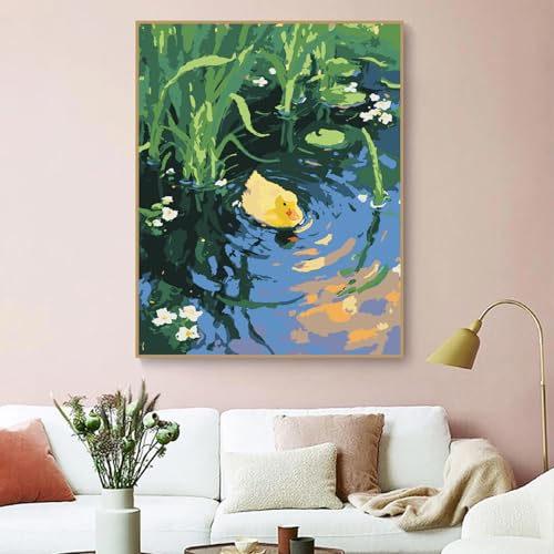 ZRIZQ Paint by Numbers Kit for Adults Beginner Animal,Duck,16x20 | Full set with wooden brushes,rolled canvas,rich paints.Calming activity.Beginner friendly.Just open and paint. - color: 16"X20"Rolled Canvas(Frameless)-Duck