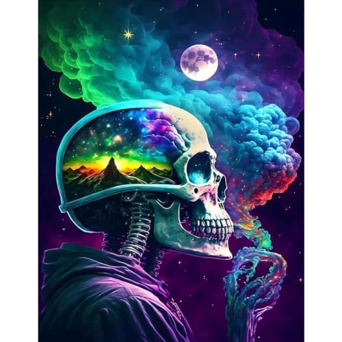pchmcu DIY Skull Paint by Numbers Kits for Adults,Paint by Number for Adults Beginner Moon,Skeleton Paint by Numbers Kits on Canvas Without Frame for Home Wall Decor 16x20inch - color: Skull A