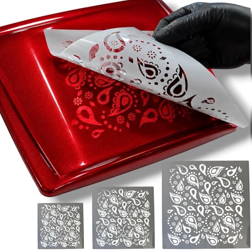 LiME LiNE Reusable Airbrush Stencil Sets for Airbrushing, Custom Paint & Crafting (Paisley Bandana Stencil Set) - style: Paisley Bandana Stencil Set