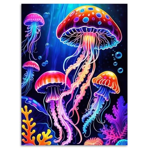 Jellyfish Diamond Art Kits for Adults Beginners 12x16 in, DIY Craft Gift | Marine life Diamond Painting Kits for Adults, Stress Relief, Home Wall Decor, 5D Full Round Drill Gem Art - color: DP-US10